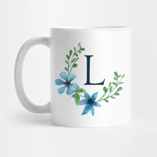 Floral Monogram L Pretty Blue Flowers Mug